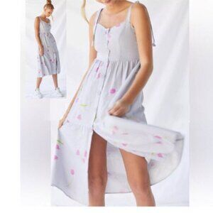 Urban Outfitters Linen Dress Midi Floral Print Dress Size Medium